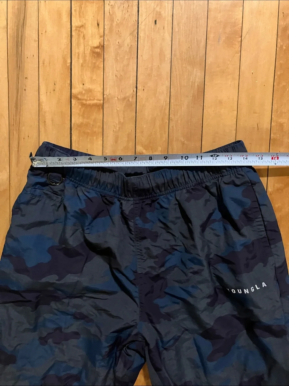 YoungLA Blue Gray Camo Windbreaker Baggy Streetwear Track Pants Size Medium